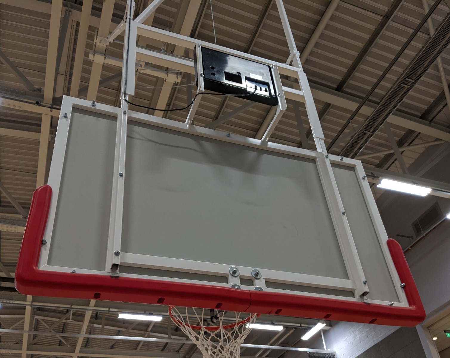 Shot clock brackets for roof or wall fixed basketball goals (PAIR)