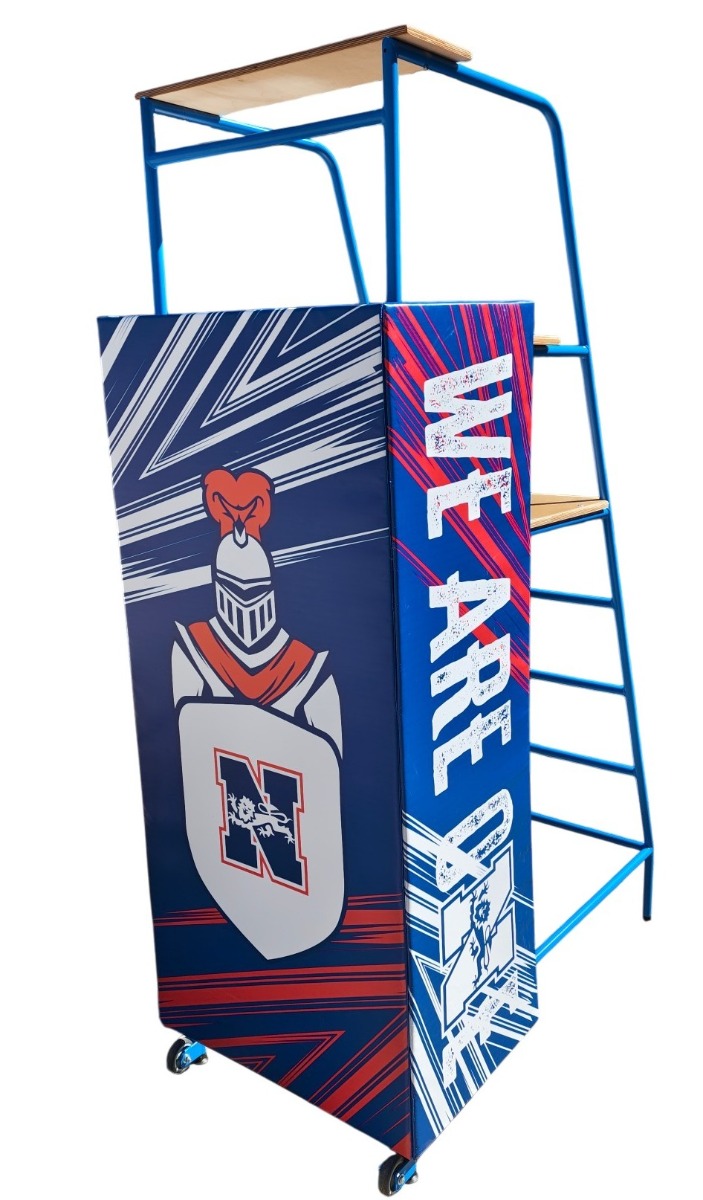 Padding for freestanding volleyball umpire platform