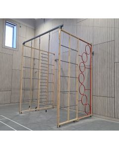 Pair of wall hinged timber climbing frames
