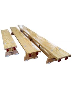 Timber PE benches - primary (1.8m / 6'), primary/secondary (2.7m / 8'9"), secondary (3.4m / 11')