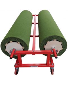Cricket matting transporter and storage trolley with wooden storage creels
