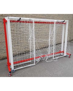 Goal storage trolley with a pair of Futsal goals