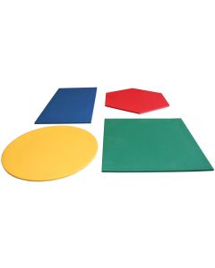 Geometric shape PE mats - set of four, oblong, circle, square, hexagon