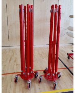 Socketed badminton post storage trolley