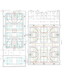 Sports hall line marking drawings