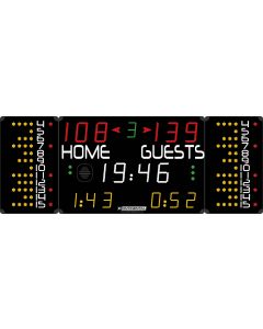 MD 7020 - multisports electronic scoreboard with individual player foul modules and fixed team names