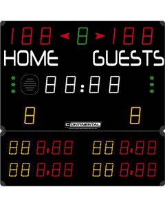 Multisports electronic scoreboard - COMPACT MS 3003 - with fixed team names and two handball penalty timers per team 
