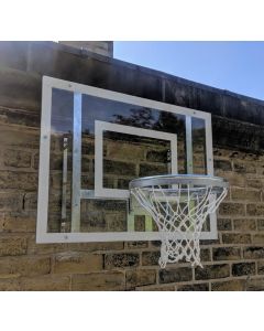 Outdoor galvanised basketball goal wall mounted with galvanised ring and perspex acrylic backboard