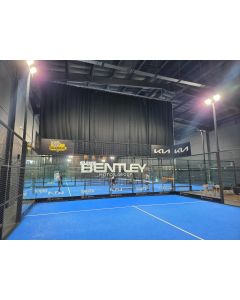 Blackout curtain behind squash court