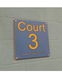 Sports hall court number signs