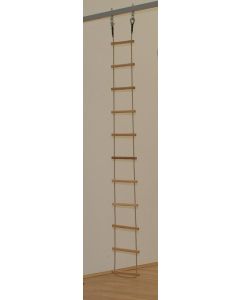 Rope ladder for wall hinged rope frames