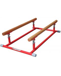 Sprung gymnastics parallel bar trainer with timber rails from Continental Sports Ltd