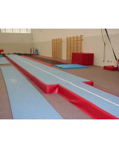 Carbon fibre rod gymnastics tumble track with run-up