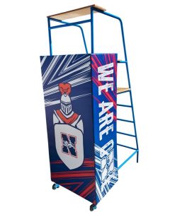 Freestanding volleyball umpires stand with digitally printed branded padding