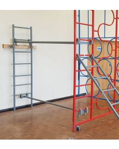 Wall fixed ladder for bridging from a climbing frame