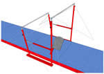Fold-up coaching platform for uneven bars