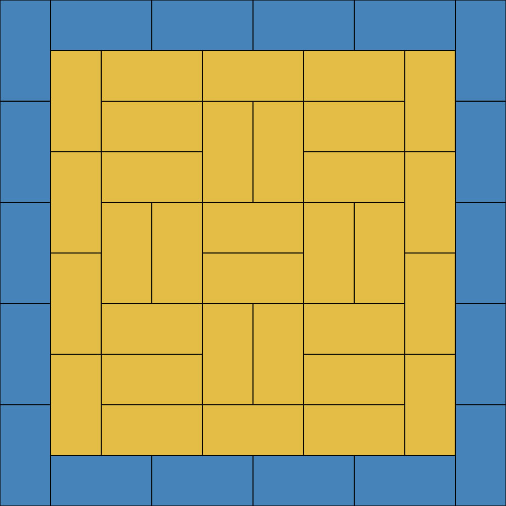 10m x 10m judo area in blue and yellow