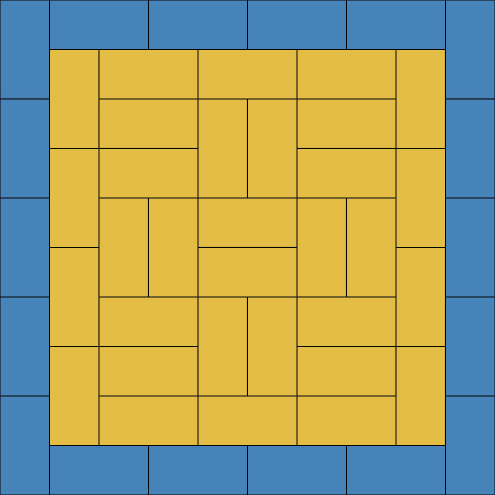 10m x 10m judo area in blue and yellow