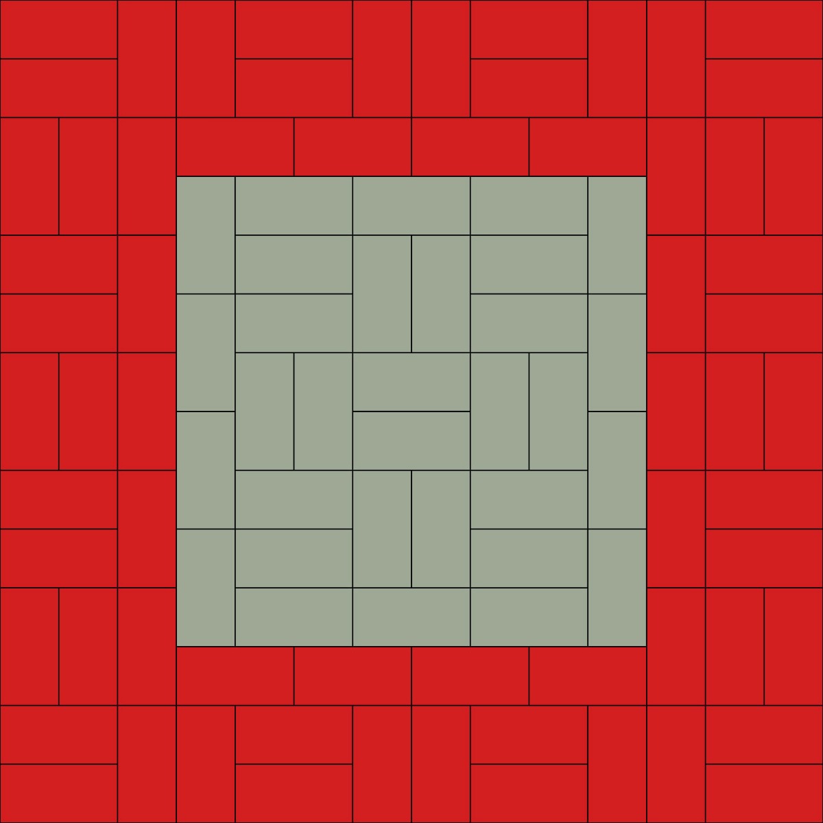 14m x 14m judo area in red and green