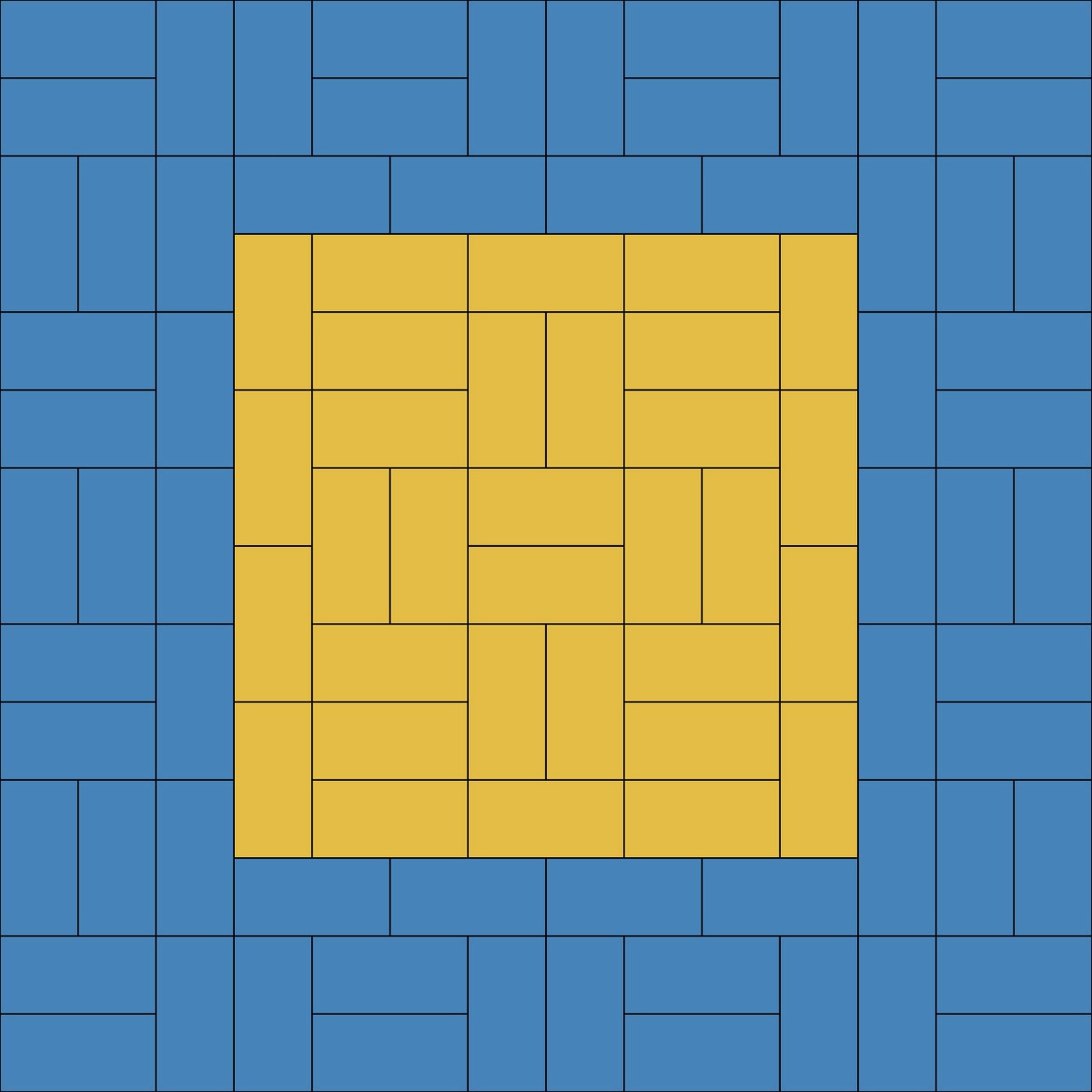 14m x 14m judo area in blue and yellow