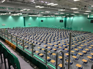 Sports hall floor protection during exams