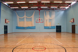 Sports hall walls in blue