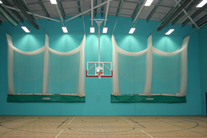 Sports hall walls in mint green