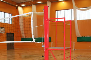 Sports hall walls in orange