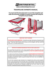 Continental Sports - trampoline owners manual