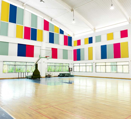 Sports hall acoustic panels